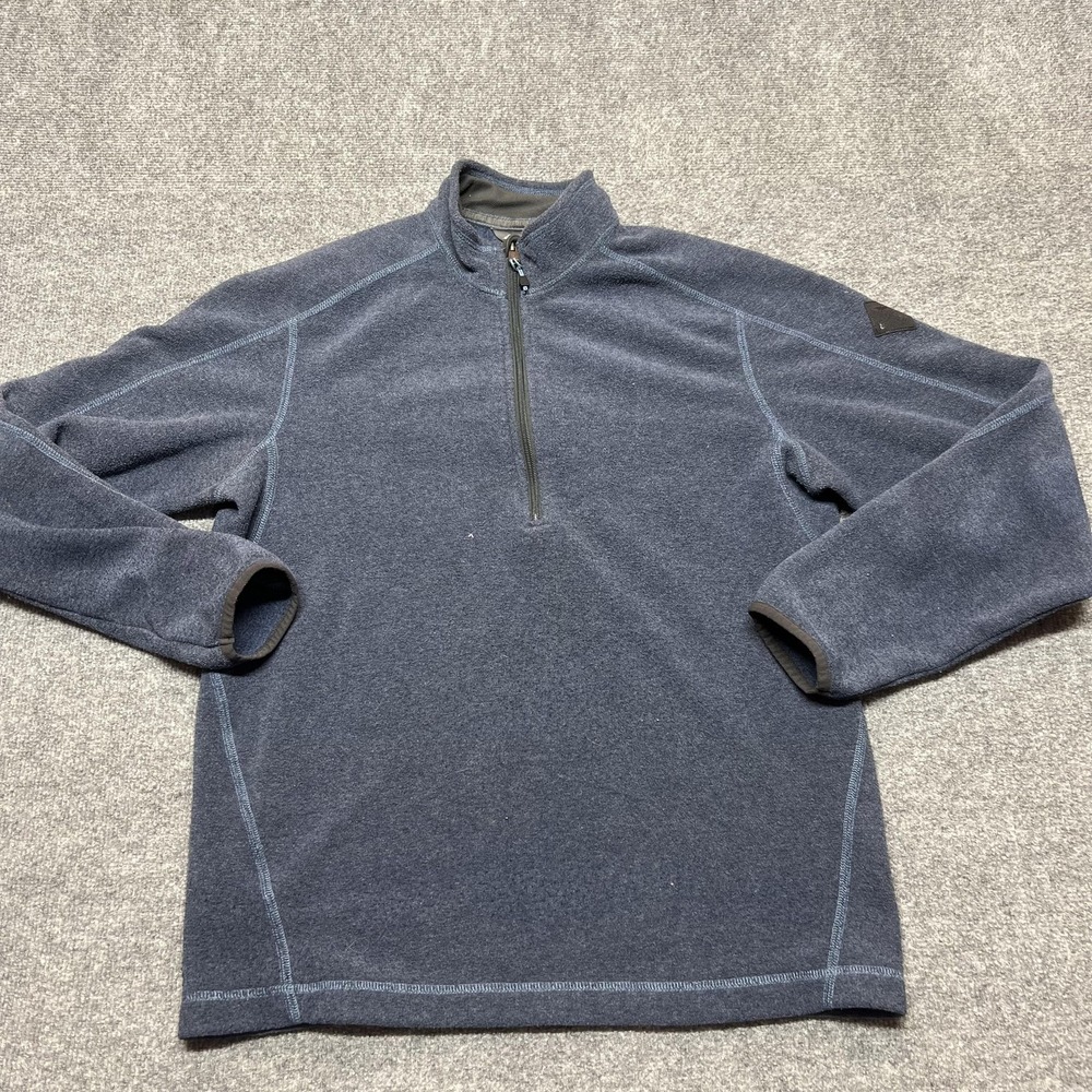 Eddie Bauer Sweater Mens Medium Blue 1/4 Zip Mock Neck Fleece Pullover Outdoor